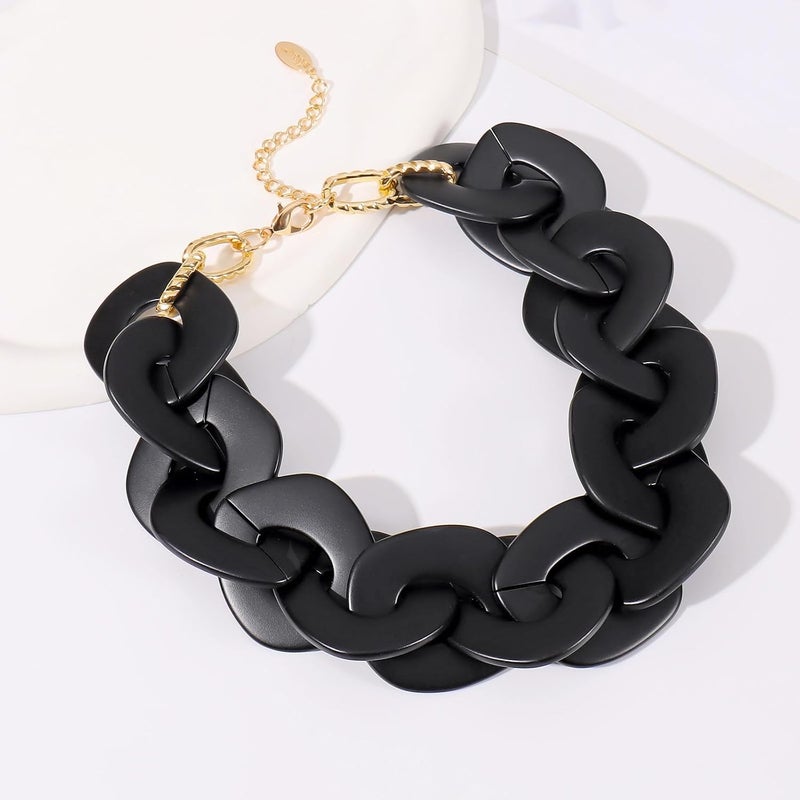 Bocar Statement Chunky Acrylic Cuban Choker Necklace Fashion Bib Collar Chain Necklace for Women(NK-10666) - Image 5